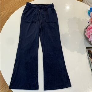 Navy blue velour flare leg pants sz S